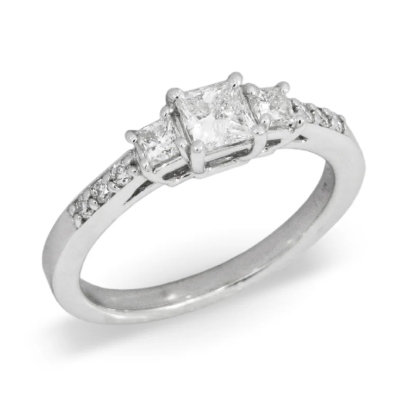 Three-Stone Princess Cut Diamond Ring