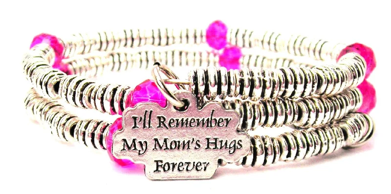 I'll Remember My Mom's Hugs Forever Curly Coil Wrap Style Bangle Bracelet