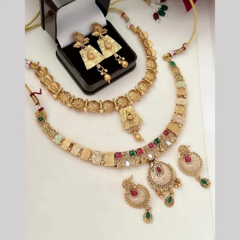 FS Collection Gold Plated Pota Stone Necklace Combo