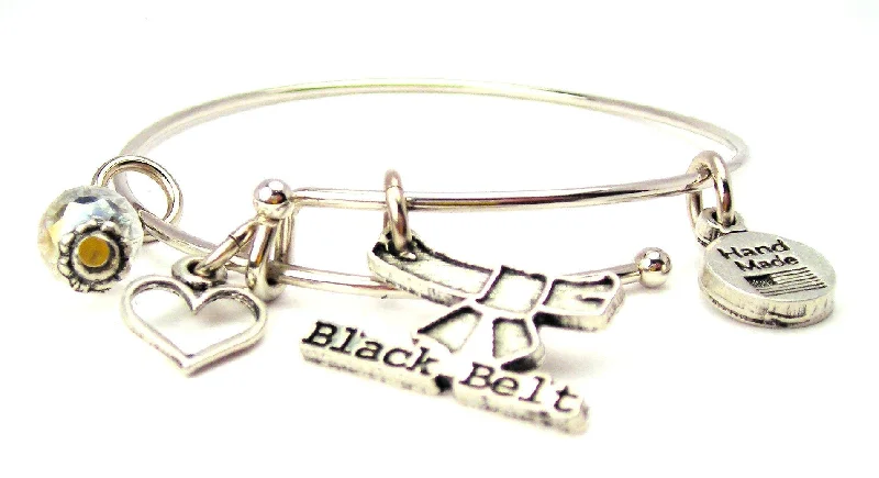 Black Belt Expandable Bangle Bracelet