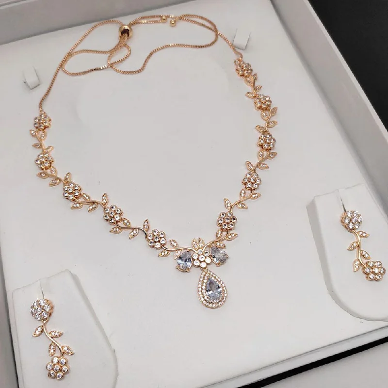 Aamrapali Gold Plated AD Necklace Set