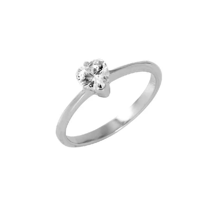 Silver 925 Rhodium Plated Plain CZ Ring - BGR00959