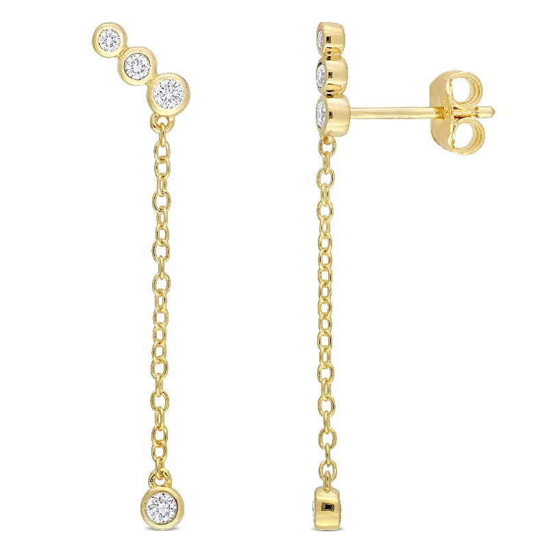 Created Forever 1/5ct TW Lab Created Diamond Drop Earrings in 18k Yellow Gold Plated Sterling Silver