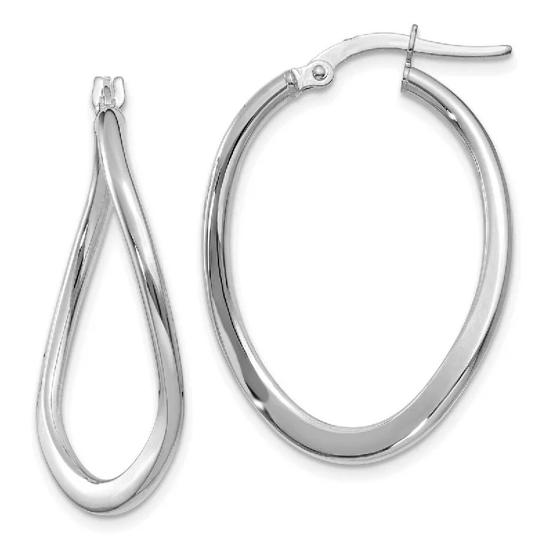 Curata 14k Yellow or White Gold 2x19mm Polished Tapered Twist Hoop Earrings