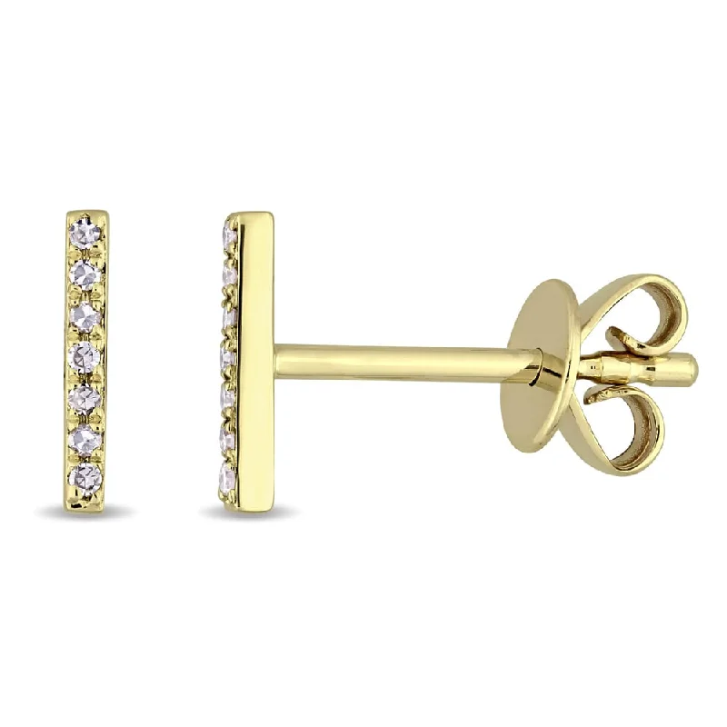 Miadora 14k Yellow Gold Diamond Accent Vertical Bar Stud Earrings - White