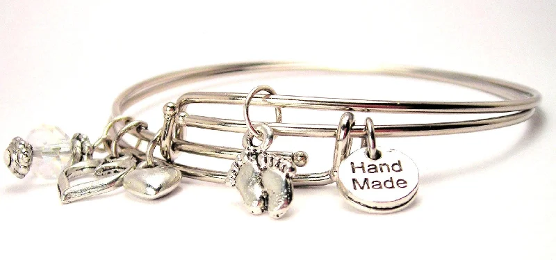 Little Baby Feet Expandable Bangle Bracelet Set