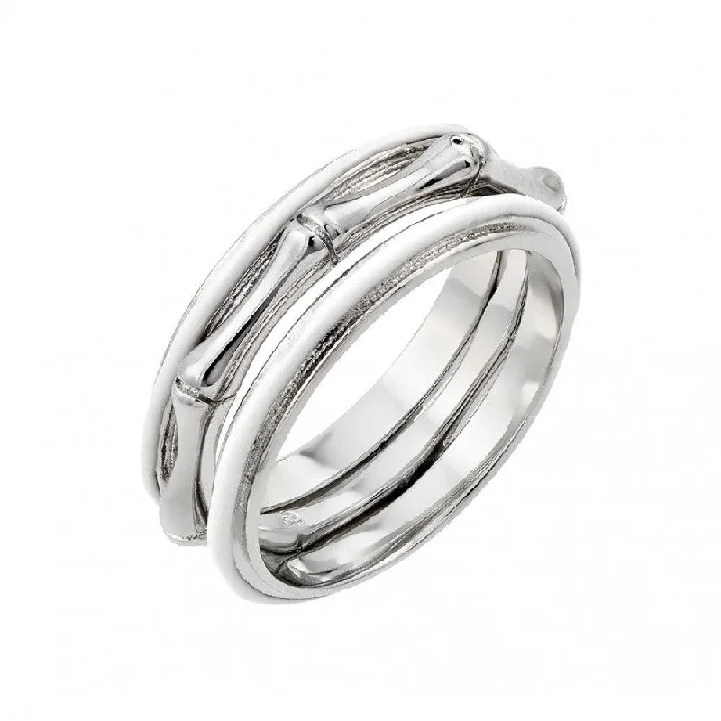 Silver 925 Rhodium Plated Bone Eternity Ring - BGR00888WHT