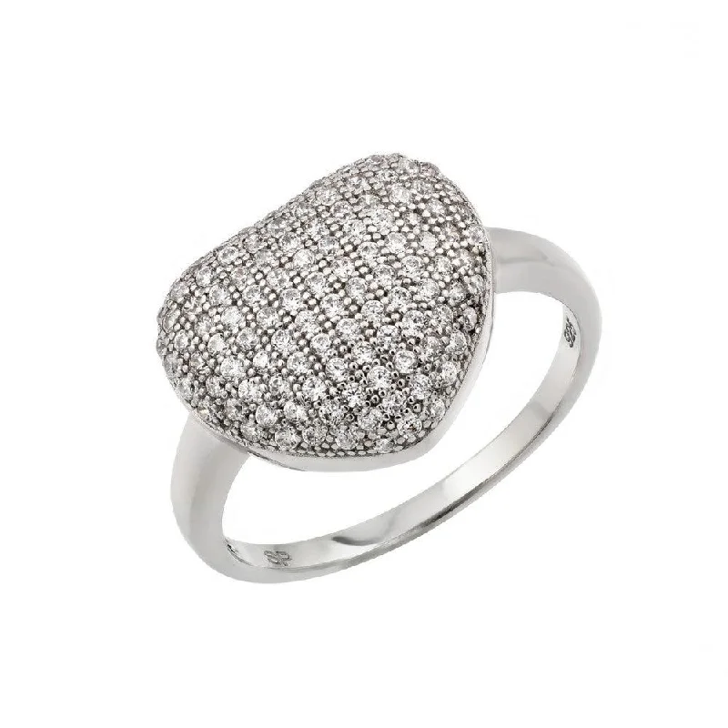 Silver 925 Rhodium Plated Micro Pave Set CZ Heart Ring - GMR00019