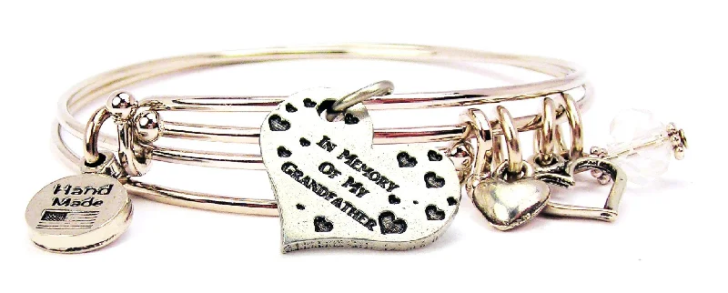 In Memory Of My Grandfather Expandable Bangle Bracelet Set