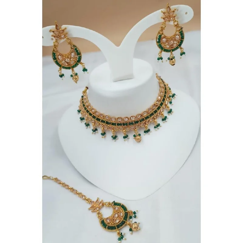 Akruti Collection Gold Plated Crystal Stone Necklace Set