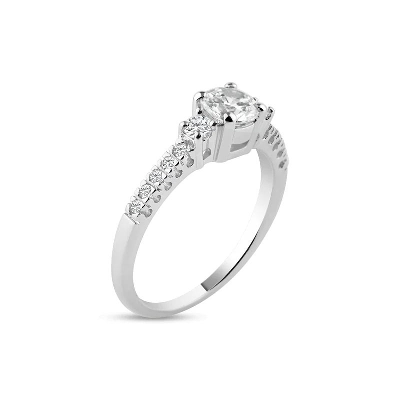 Silver 925 Rhodium Plated Pave CZ Past Present Future Ring - ACR00011