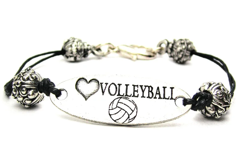 Love Volleyball Black Cord Connector Bracelet